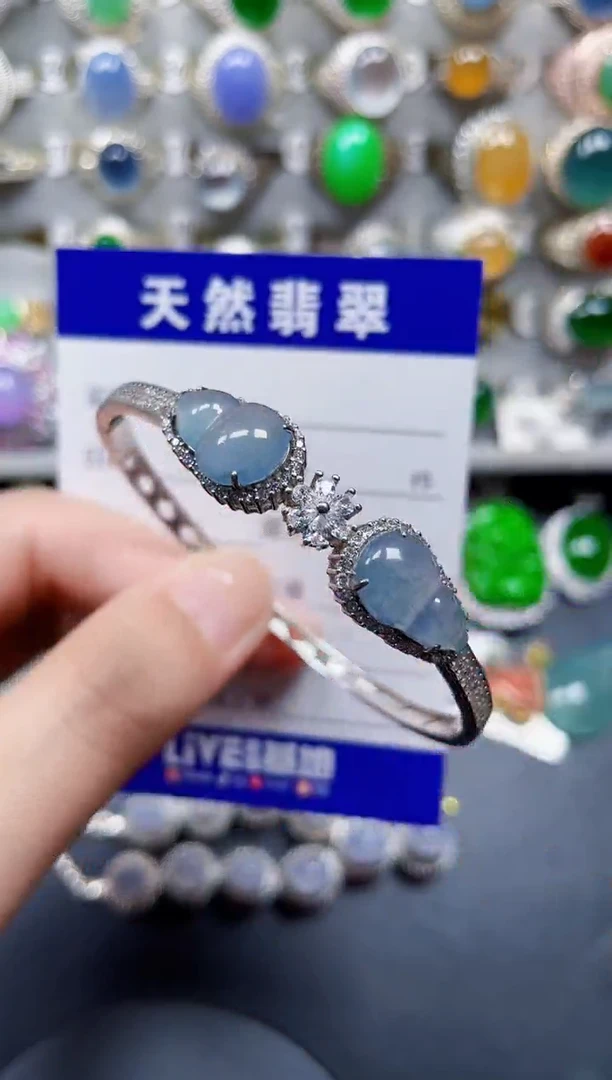 银S925镶嵌手镯翡翠163