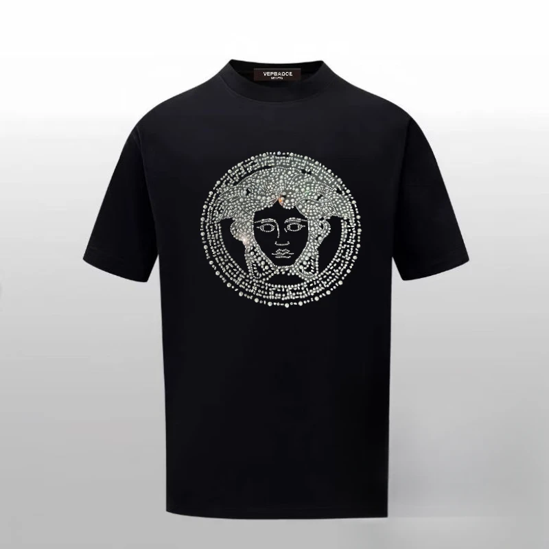 VEPBAOCE MDSWSQ美杜莎正品烫钻t恤瓦萨琪美人头男士短袖0618882