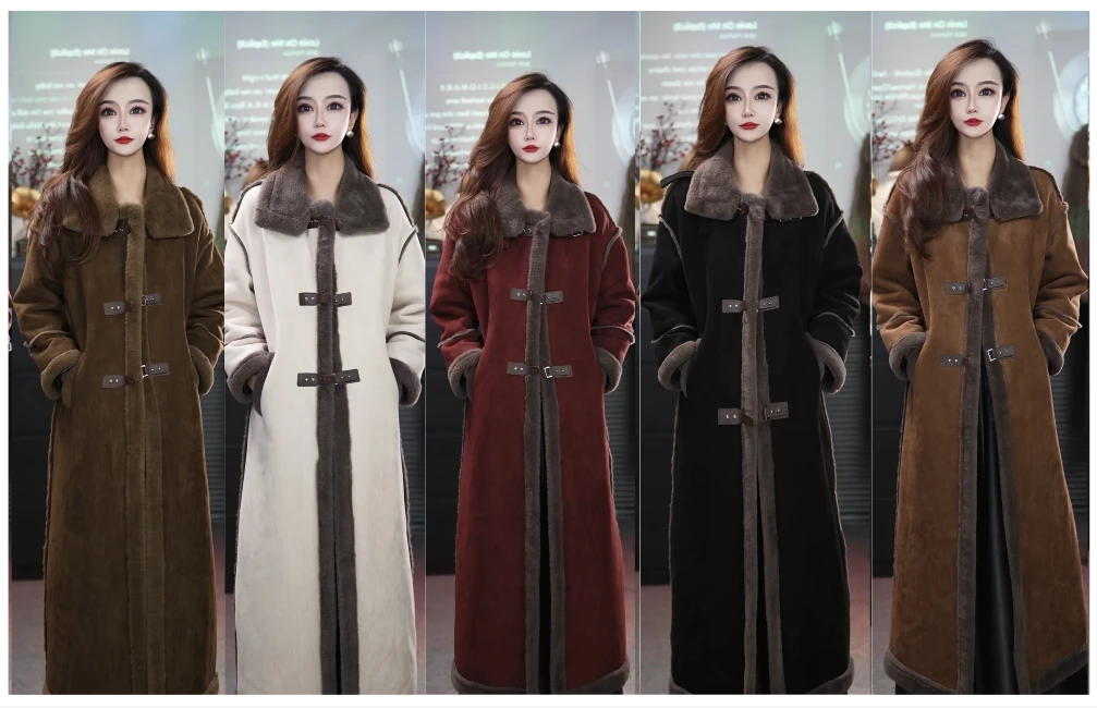 SPH2024冬季保暖加厚外套网红新款皮毛一体长款气质8045/AJ