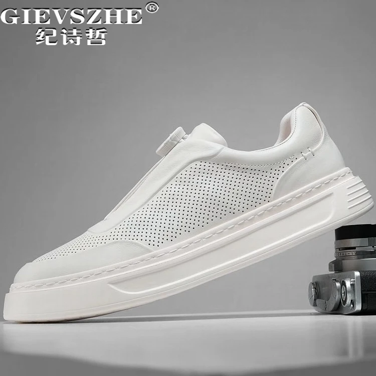 纪诗哲男鞋时尚网面透气运动鞋子男款轻便潮流小白鞋厚底舒适板鞋