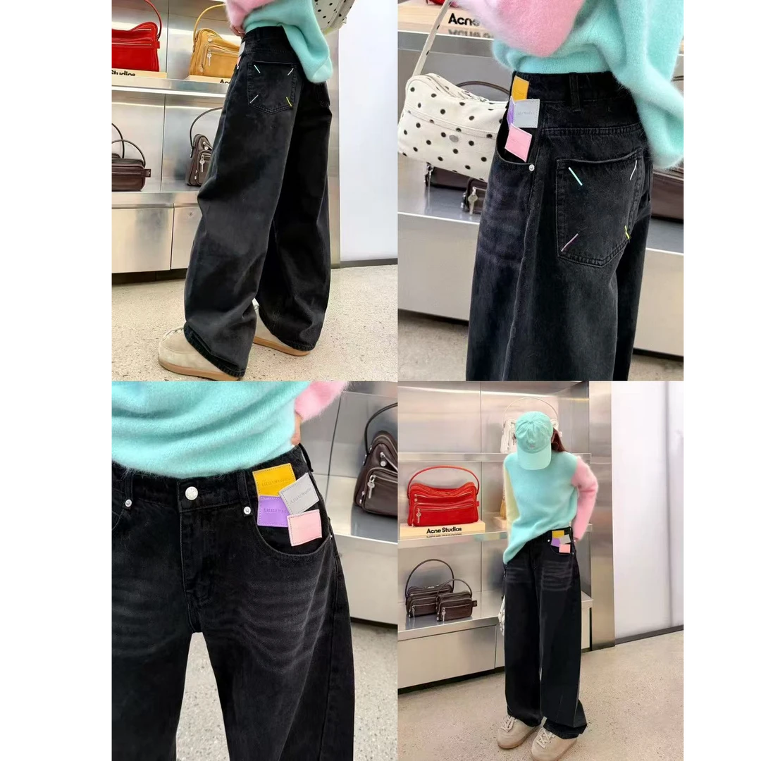 婉君【定制皮牌牛仔】原创磨毛加厚复古洗水工艺牛仔裤LWJ25D4K3620