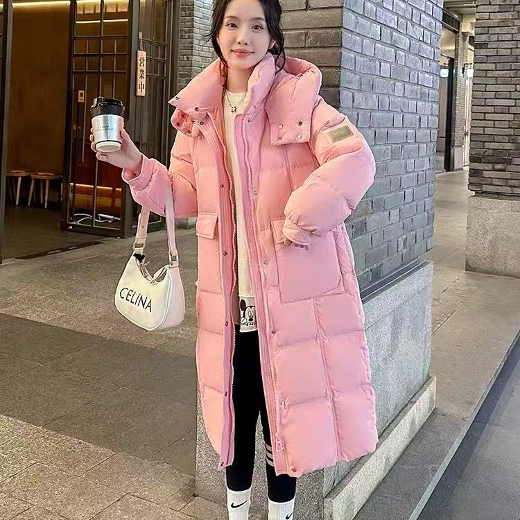 新款长款时尚连帽羽绒服高级感冬天过膝宽松加厚韩版保暖洋气外套