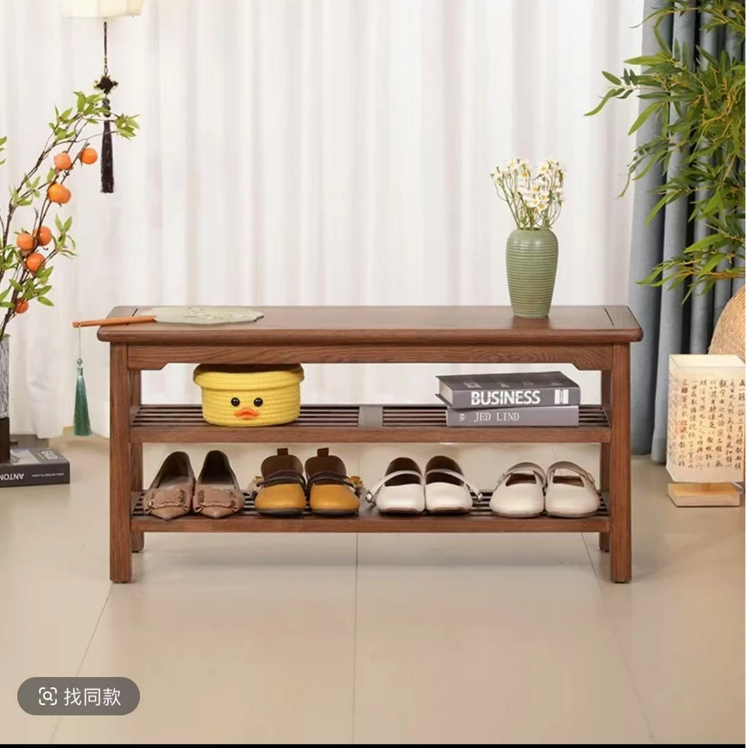 实木家用红橡木换鞋凳客厅简约长条储物穿鞋凳可坐式长凳