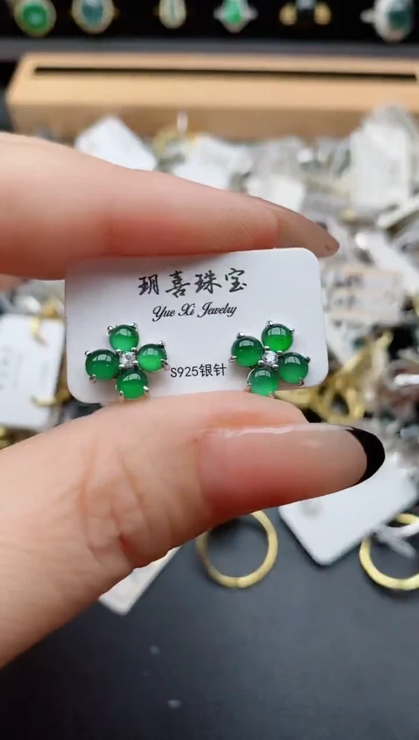 银S925镶嵌戒指翡翠1