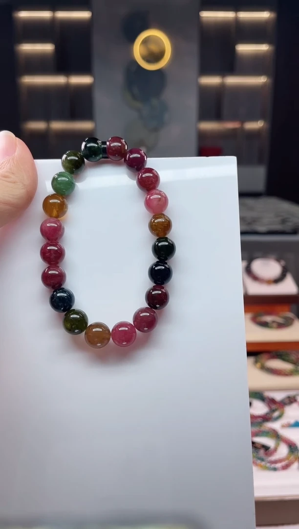 未镶嵌老矿碧玺单圈手串9mm+碧玺（多样性发一条）Q