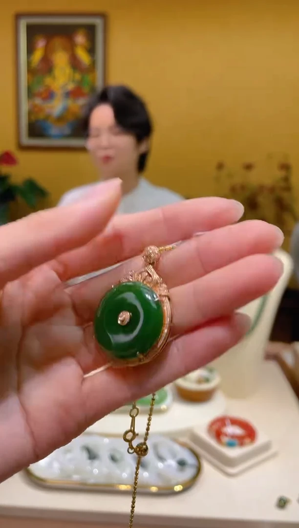 颈饰18K金镶嵌和田玉@@BY51107063