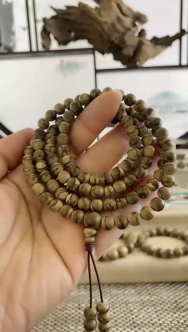 【闪购商品】沉香手串柬埔寨虎斑棋熟结老料7X108MM多圈
