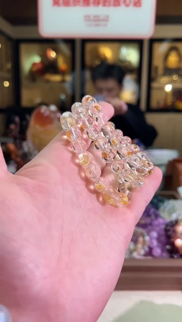 未镶嵌手链水晶10mm+全透锦鲤胶花（多样性发一）