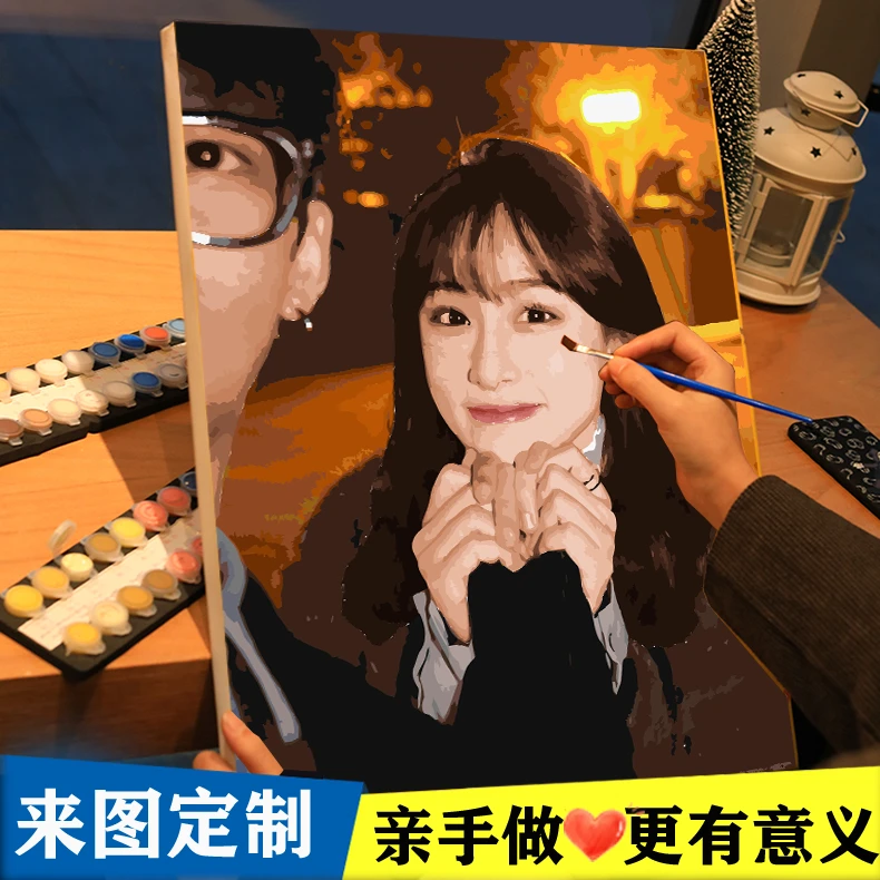 diy数字油画填充定制照片油彩毕业手工绘减压创意礼物装饰填色