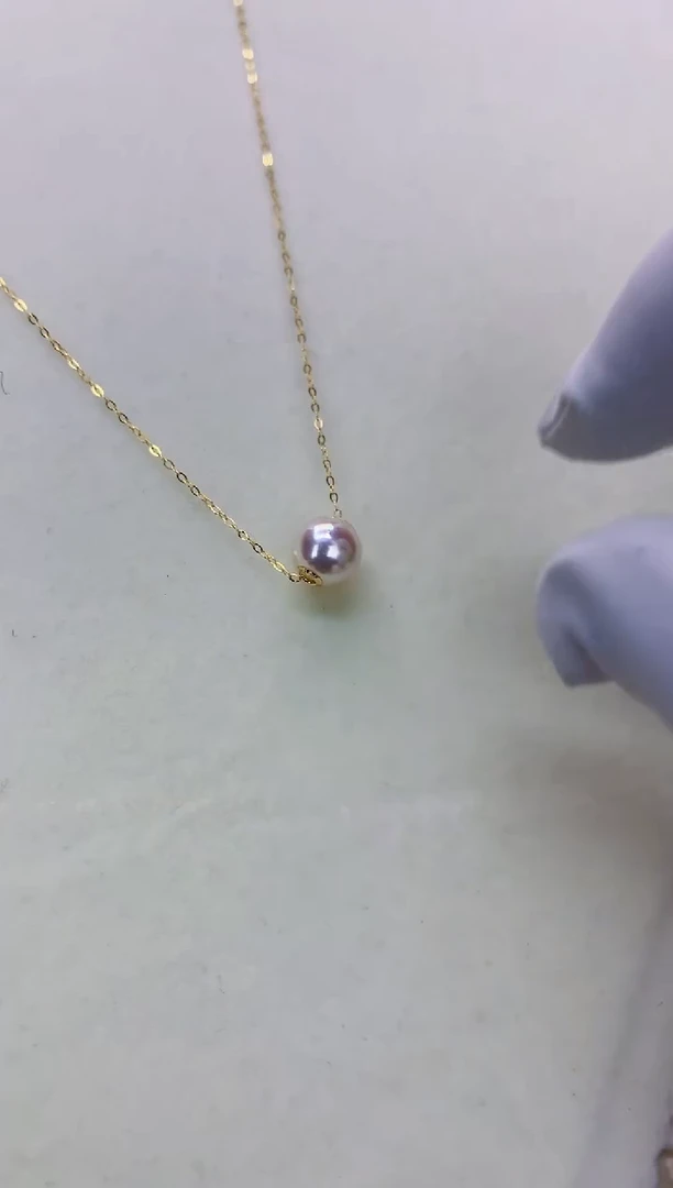 18K金镶嵌海水珍珠DA GD008 7.5-8 天女路路通吊坠
