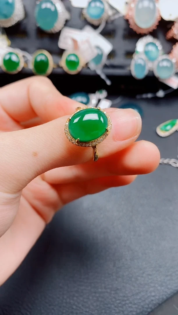 银S925镶嵌戒指翡翠翡翠