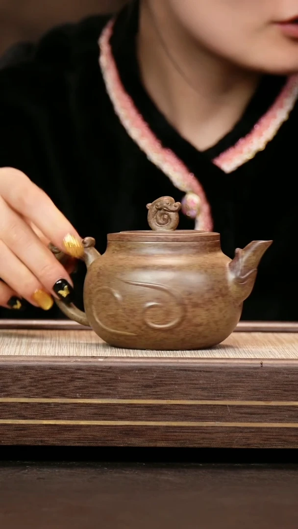 茶壶紫砂四号井底槽清 柴烧 祥龙壶