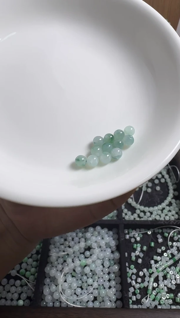 散珠翡翠小*虎6mm蓝飘花圆珠子一份