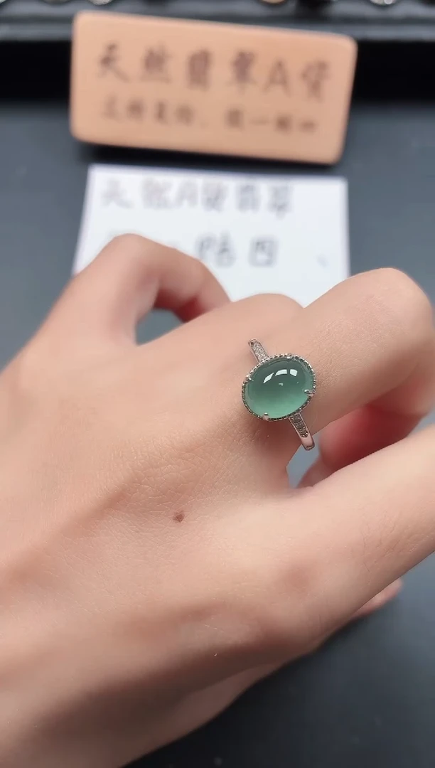 银S925镶嵌戒指翡翠1