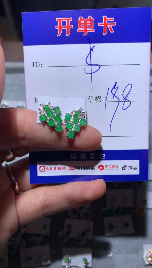 【闪购商品】翡翠耳饰银S925镶嵌向 $$