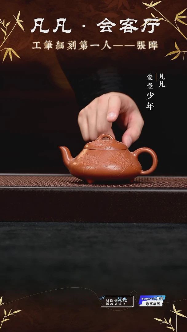 茶壶紫砂凡凡会客厅&张晔37 紫砂壶 汉棠刻竹230cc