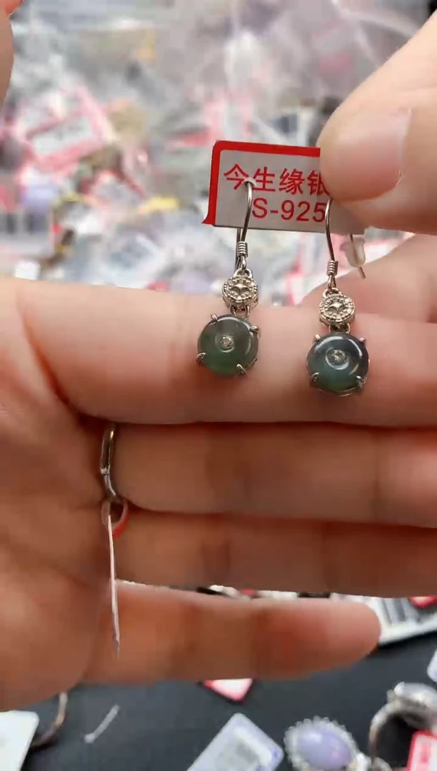 银S925镶嵌戒指翡翠天然A货缅甸翡翠