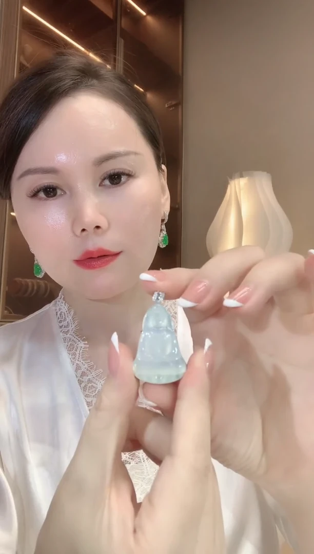 翡翠18K金镶嵌吊坠(不含链)A58
