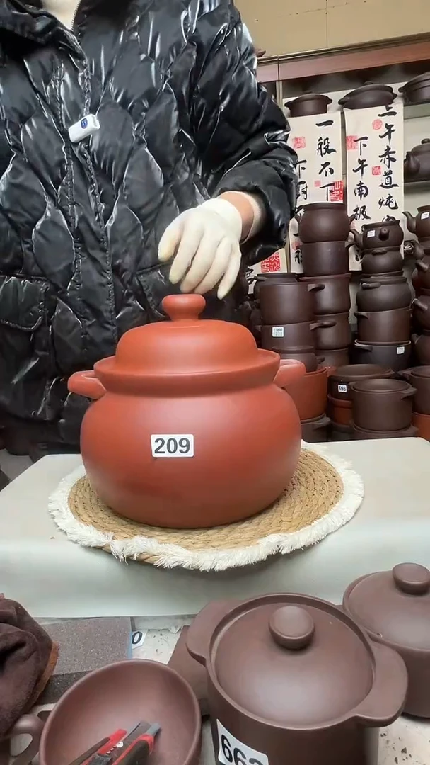 宜兴紫砂微瑕5升大肚煲朱泥209