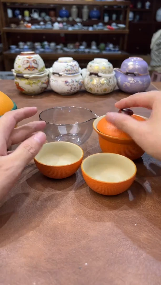 真的很便宜超好看会开片的旅行茶具