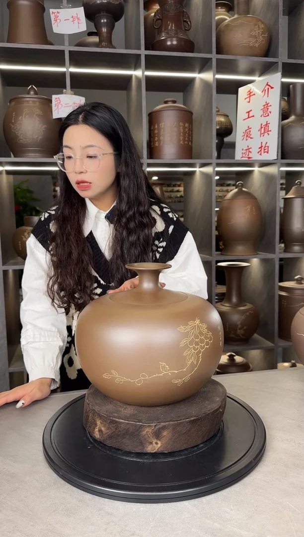 【闪购商品】罐本陶手作坭兴陶2斤装石榴茶叶罐手工痕迹