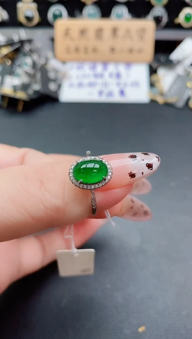 银S925镶嵌戒指翡翠1