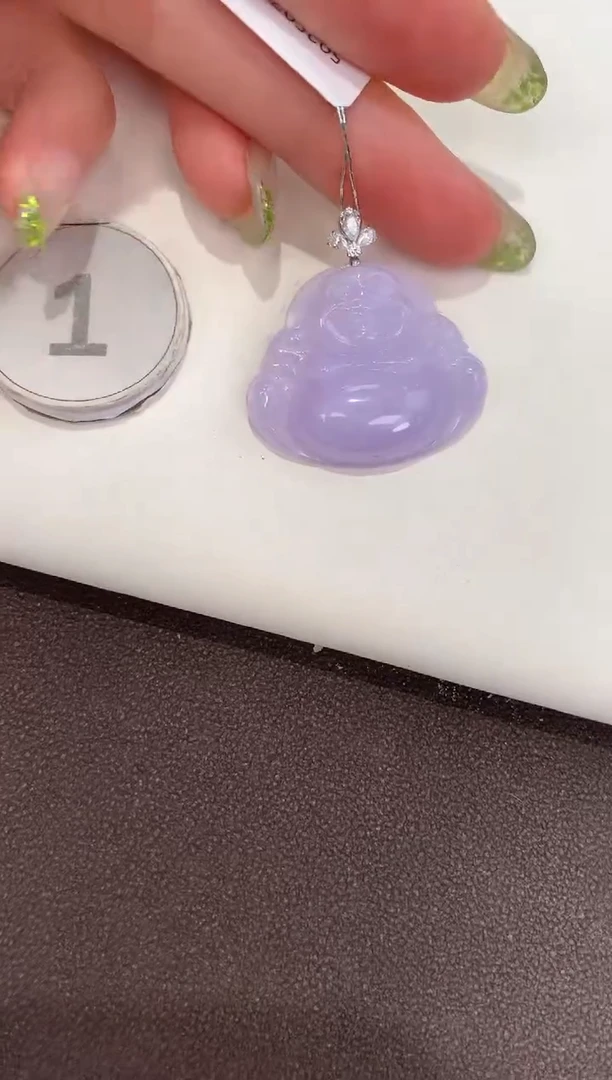 颈饰18K金镶嵌翡翠天然缅甸a货翡翠