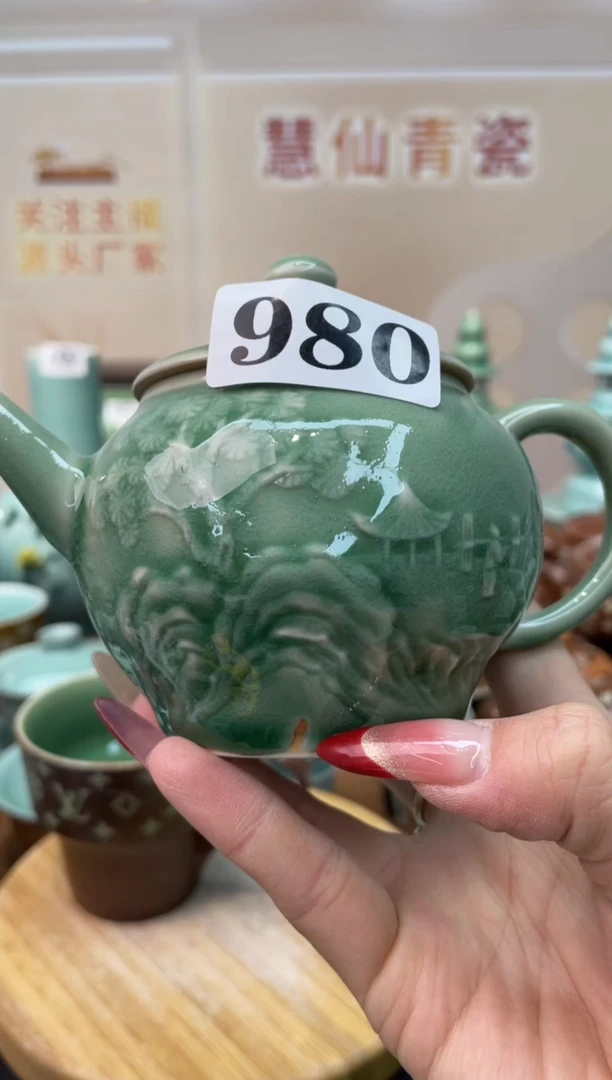 慧仙青瓷纯手工柴烧 跳釉  源头厂家特价福利