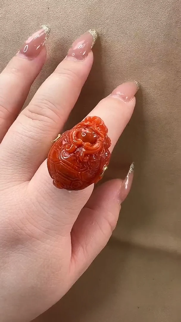 颈饰未镶嵌南红玛瑙戒指