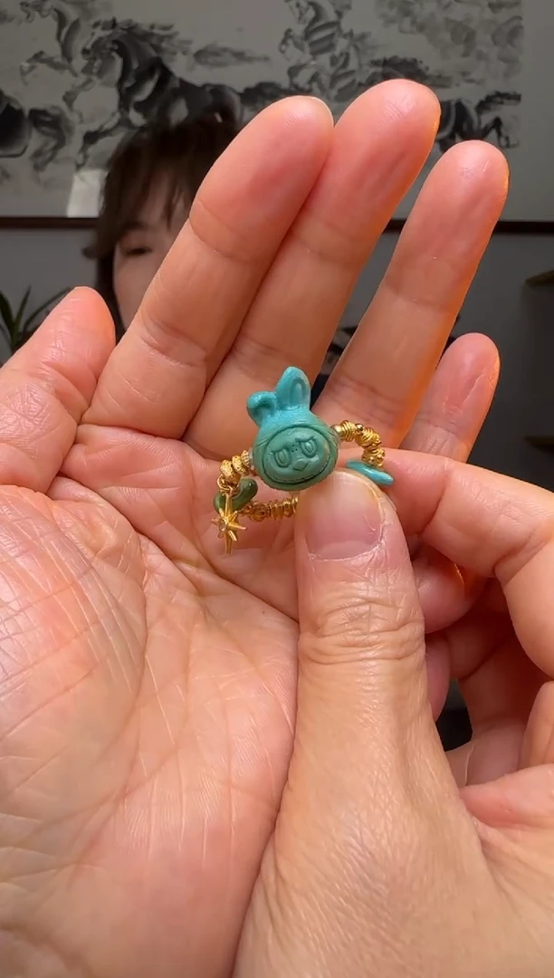 【闪购商品】绿松石戒指18K金镶嵌时尚百搭A1643