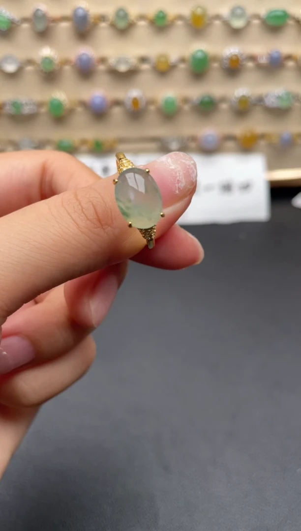 银S925镶嵌戒指翡翠一物一证一礼盒