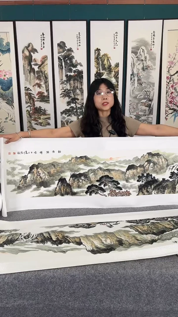 国画山水实木装裱45*160