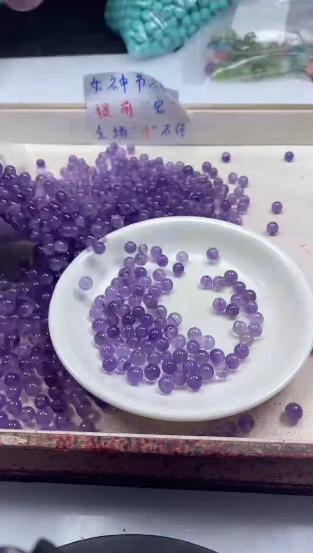 【闪购商品】水晶颈饰未镶嵌w851紫水晶6mm*30颗