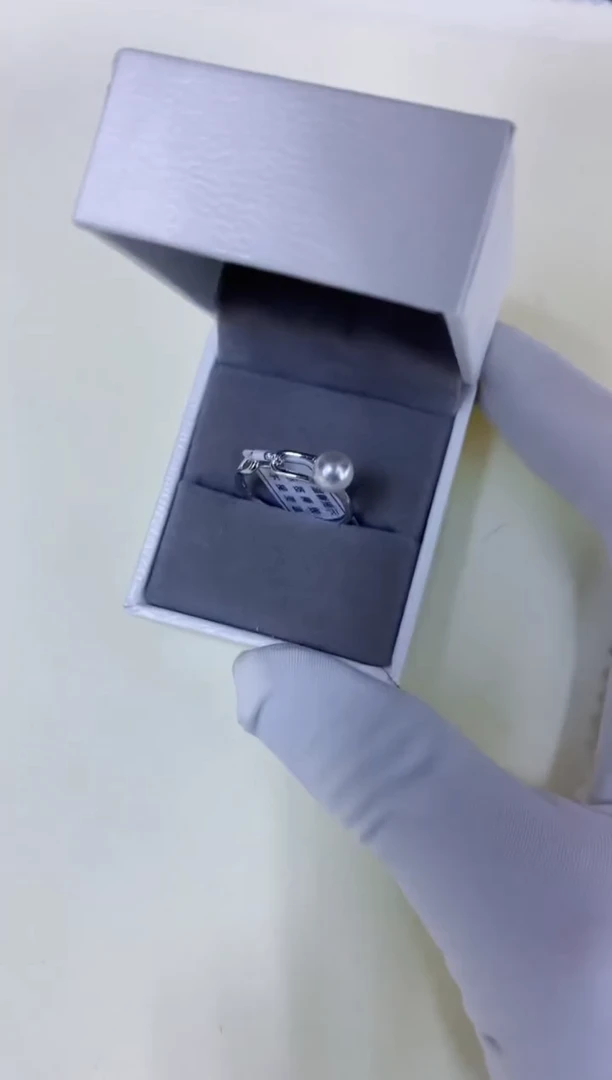 银S925镶嵌海水珍珠饰品设计款戒指