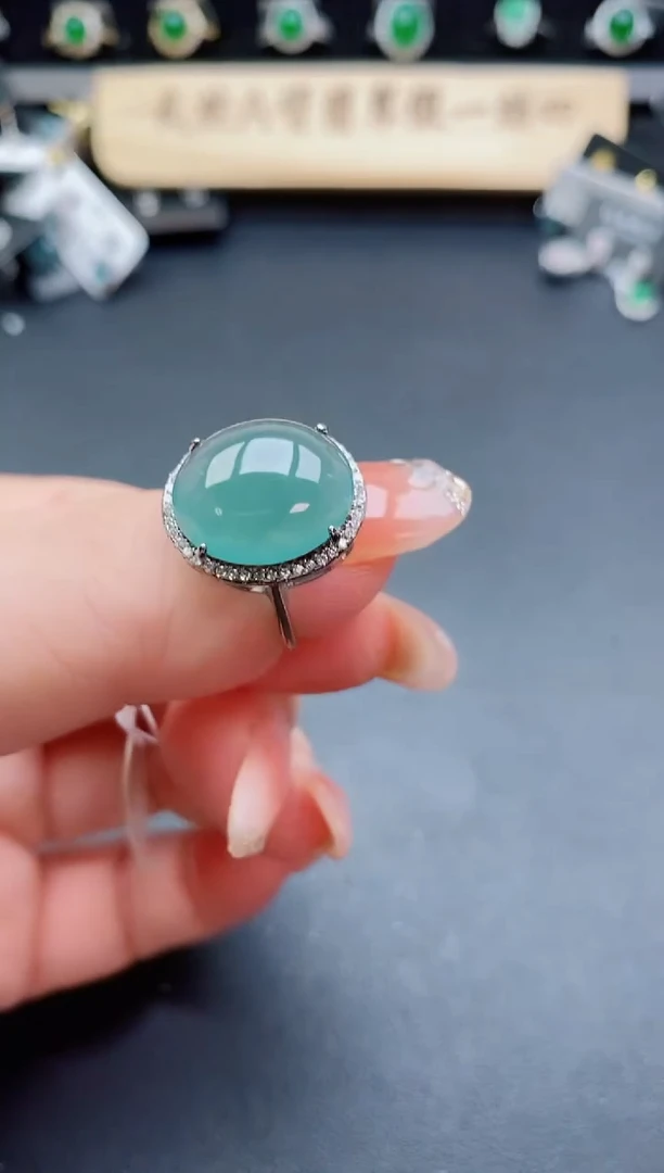 银S925镶嵌戒指翡翠1