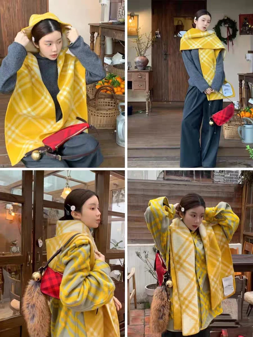 围巾厚款格子休闲风女中性不起球时尚保暖法式长方形