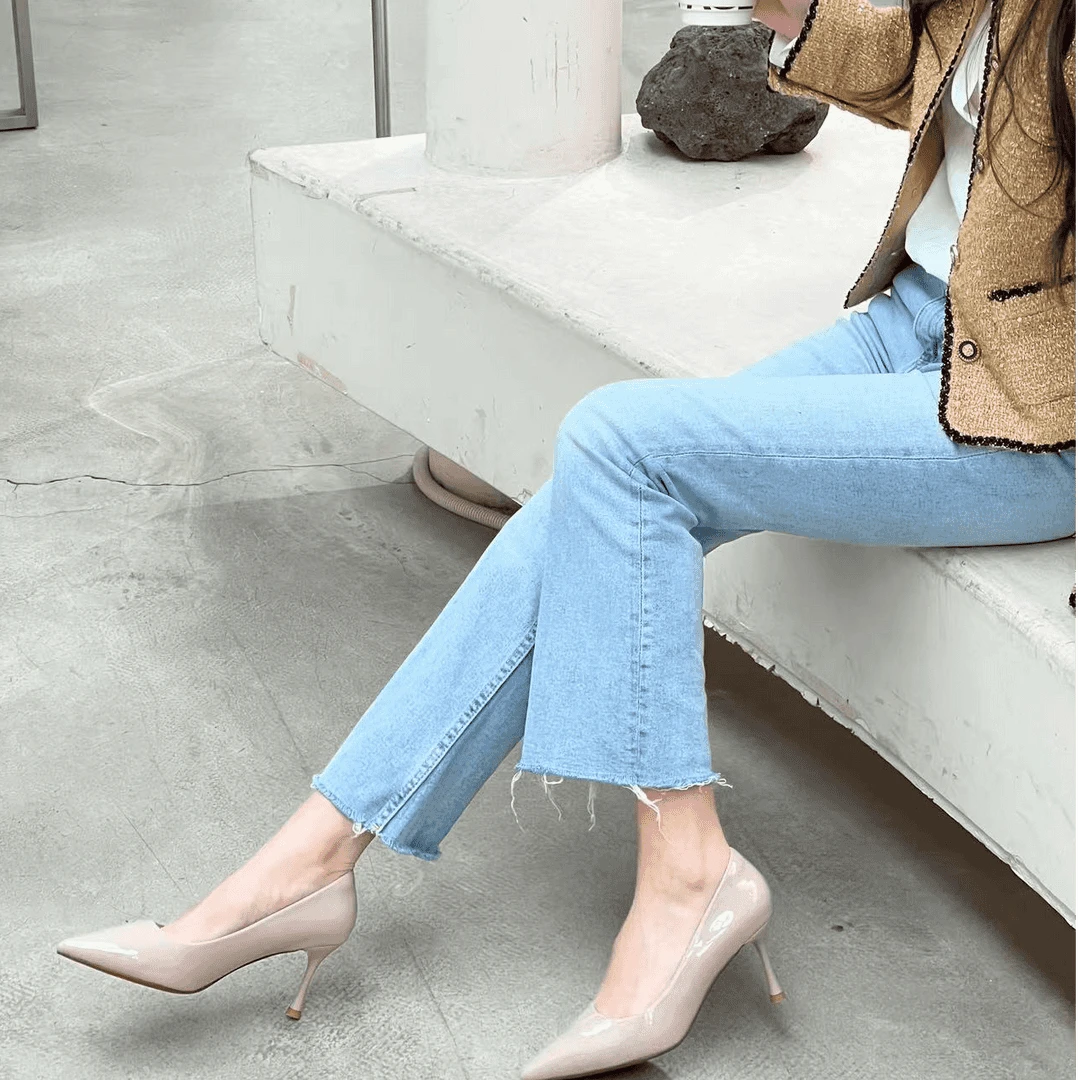 6.5cm裸色细高跟鞋春季新款浅口百搭通勤高跟鞋气质单鞋子1510-03