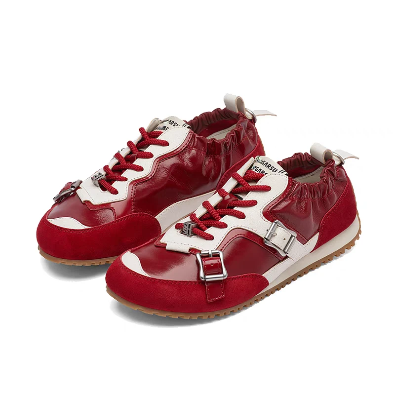 【聚新汇】7176个性厚底板鞋一脚蹬百搭时尚半拖春季夏季真皮