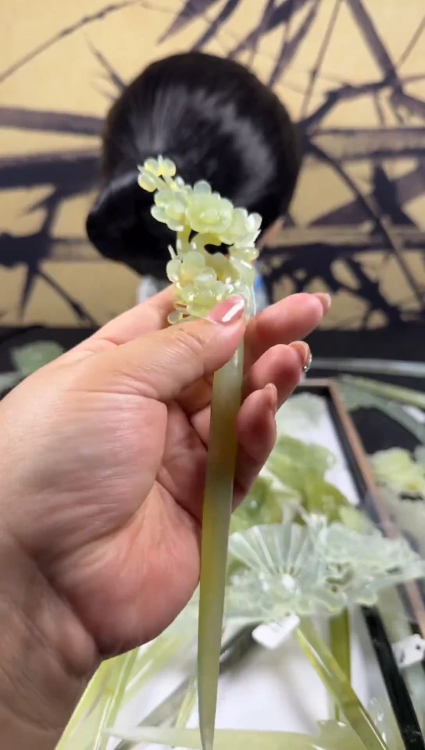 未镶嵌岫玉发簪岫玉精美发簪