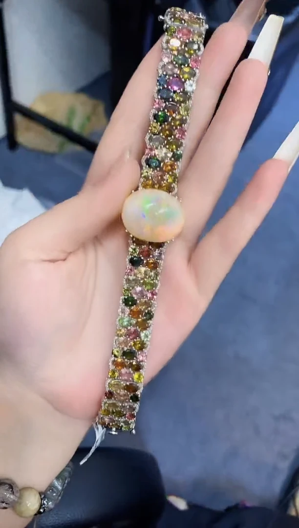 银S925镶嵌欧泊手链楚楚珠宝中古甄选不退换