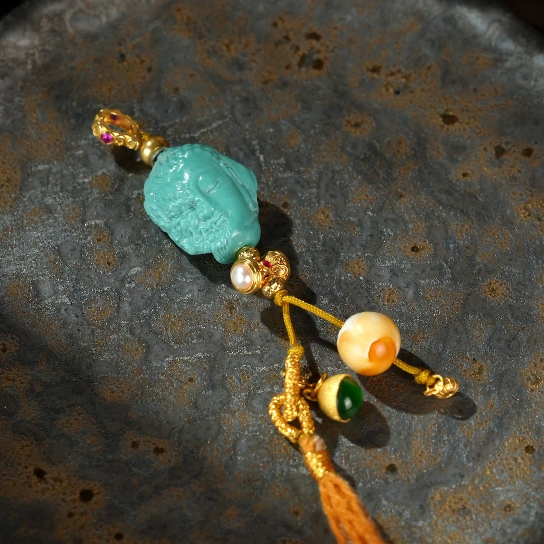 【壹芳珠宝】天然原矿绿松石一念之间18k金镶提溜