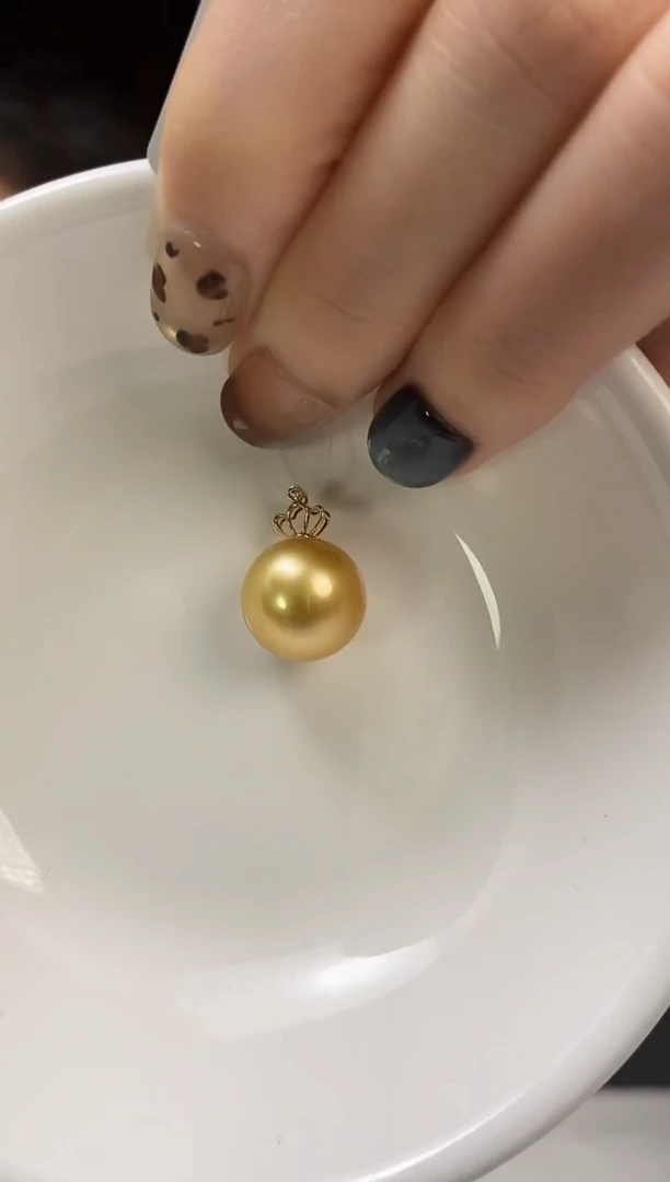 吊坠(不含链)18K金镶嵌海水珍珠13-14南洋金珍珠吊坠