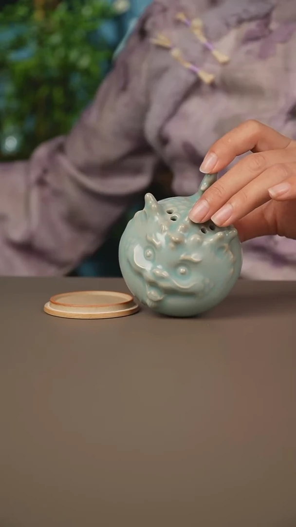 仿古小龙香薰炉微暇不开片