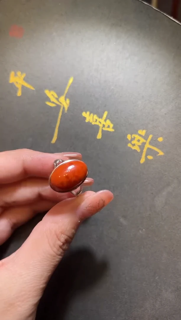 南红玛瑙银S925镶嵌戒指南红蛋面戒指