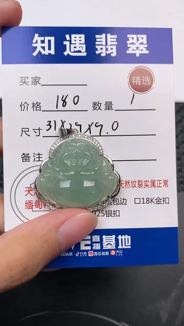 翡翠银S925镶嵌颈饰挂件