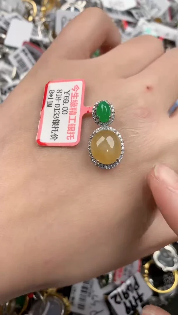 银S925镶嵌戒指翡翠161616----2