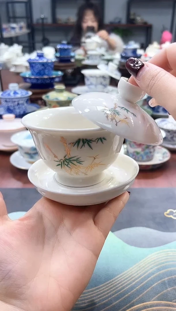 【闪购商品】中号元宝竹节悬停盖碗