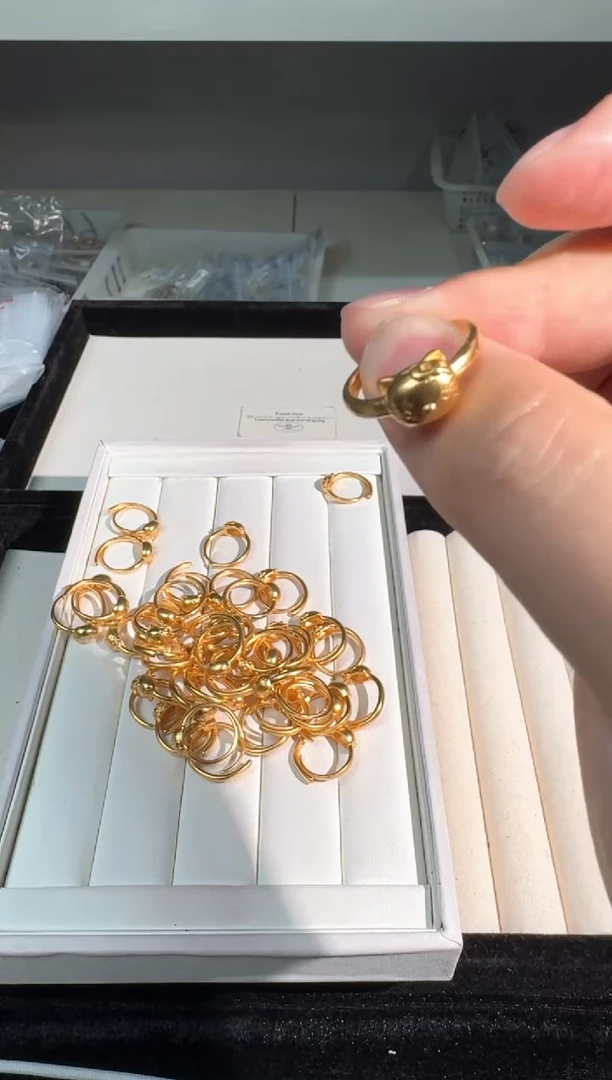 水晶手链未镶嵌 T033金色kt戒指
