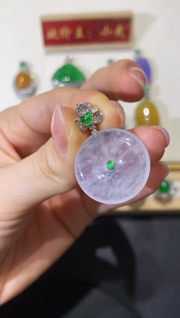 翡翠18K金镶嵌吊坠(不含链)团购23