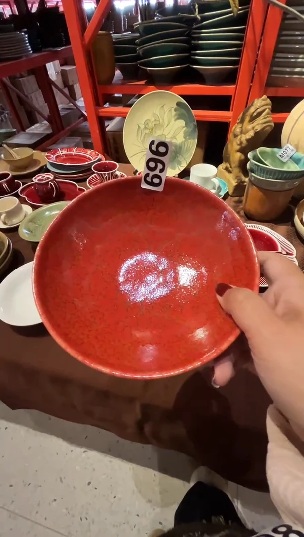 瓷片笨*F696虎皮红圆碗